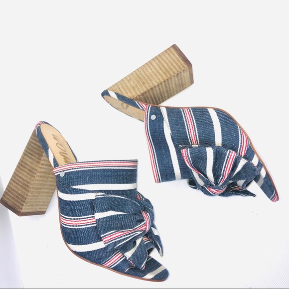 Sam Edelman Shoes - Sam Edelman ‘Yumi’ Chambray Denim Striped Bow Mule